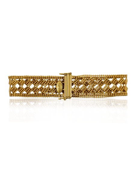 Pulsera rejilla con rombos 18cm oro 18k - Joyería Orocash