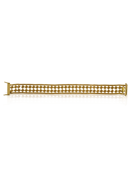 Pulsera rejilla con rombos 18cm oro 18k - Joyería Orocash