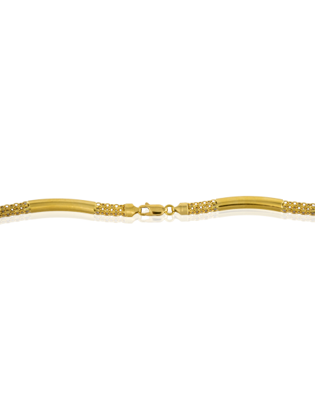Gargantilla barras y eslabón bismark 45cm oro 18k - Joyería Orocash