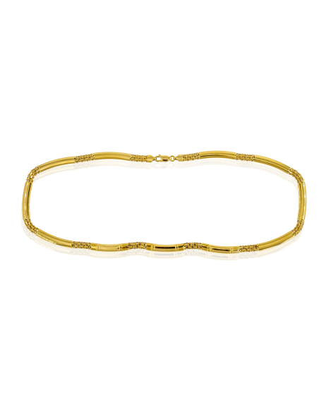 Gargantilla barras y eslabón bismark 45cm oro 18k - Joyería Orocash