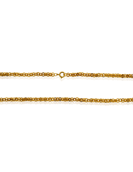 Cadena eslabón forzada lapidada triple 91cm oro 18k - Joyería Orocash