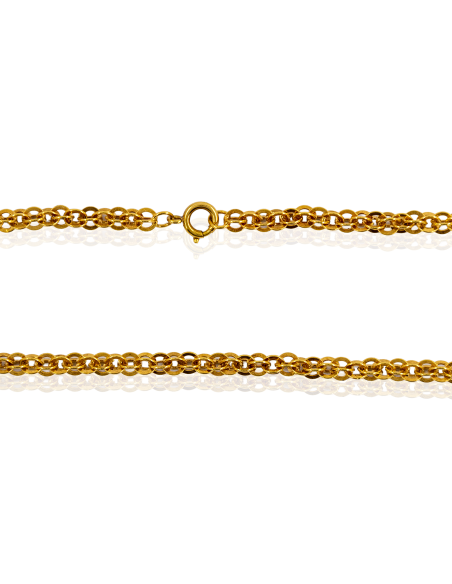 Cadena eslabón forzada lapidada triple 91cm oro 18k - Joyería Orocash