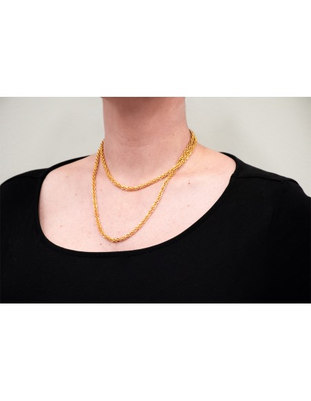 Cadena eslabón forzada lapidada triple 91cm oro 18k - Joyería Orocash