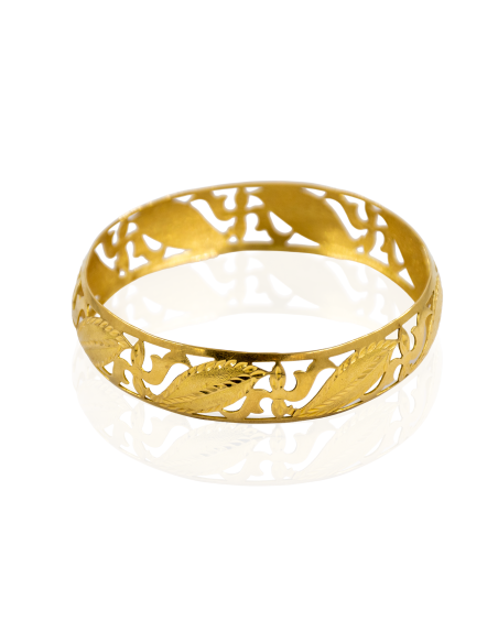 Pulsera de aro calada hojas 6.5cm oro 18k - Joyería Orocash