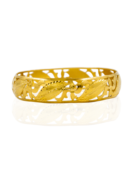 Pulsera de aro calada hojas 6.5cm oro 18k - Joyería Orocash
