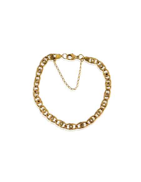 Pulsera eslabón ancla c. seguridad 20cm oro 18k - Joyería Orocash
