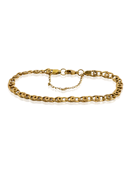 Pulsera eslabón ancla c. seguridad 20cm oro 18k - Joyería Orocash