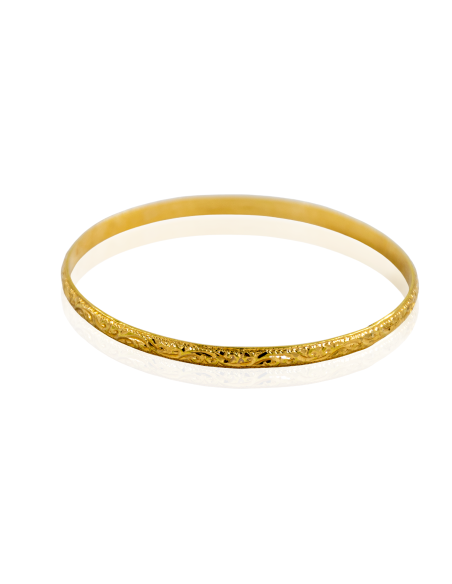 Pulsera aro rígida labrada 6.5cm oro 18k - Joyería Orocash