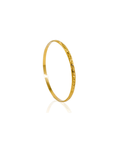 Pulsera aro rígida labrada 6.5cm oro 18k - Joyería Orocash