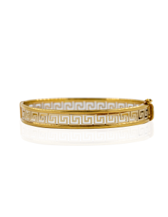 Pulsera con greca calada 6.2cm oro bicolor 18k - Joyería Orocash