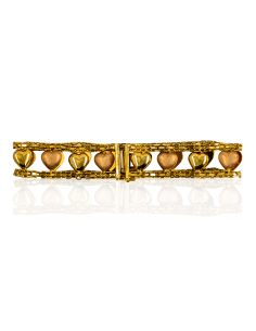 Brazalete corazones oro 18K. Joyería OroCash