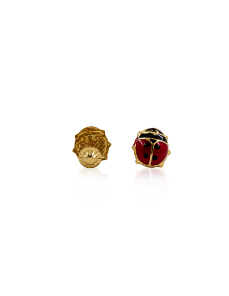 Pendientes mariquita lacada bebé oro 18k - Joyería Orocash