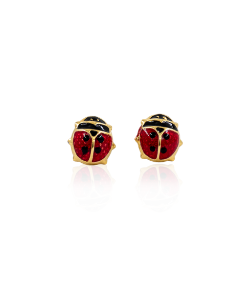 Pendientes mariquita lacada bebé oro 18k - Joyería Orocash