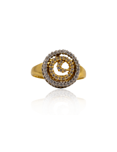 Anillo espiral circonitas oro bicolor 18k - Joyería Orocash