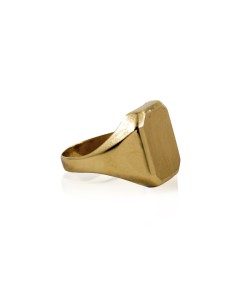 Anillo sello rectangular placa satinada oro 18k - Joyería Orocash