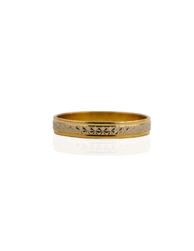 Anillo alianza estrellada oro bicolor 18k I Orocash joyeria