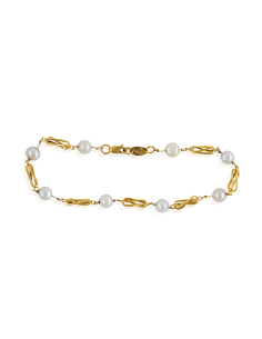 Pulsera en ochos con perlas 19cm oro 18k - Joyería Orocash