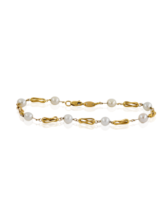 Pulsera en ochos con perlas 19cm oro 18k - Joyería Orocash 2