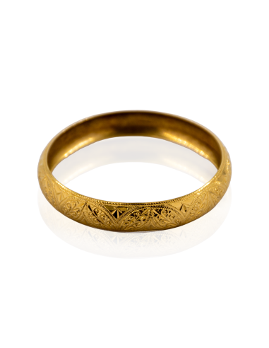 Pulsera rígida 6cm labrado moruno oro 18k - Joyería Orocash