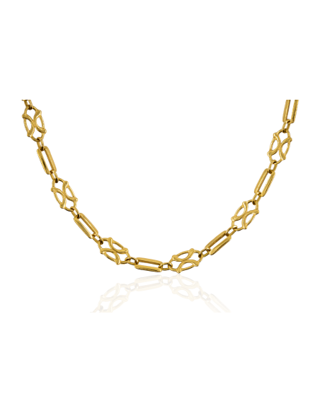 Gargantilla óvalos en c y dos barras 46cm oro 18k - Joyería Orocash