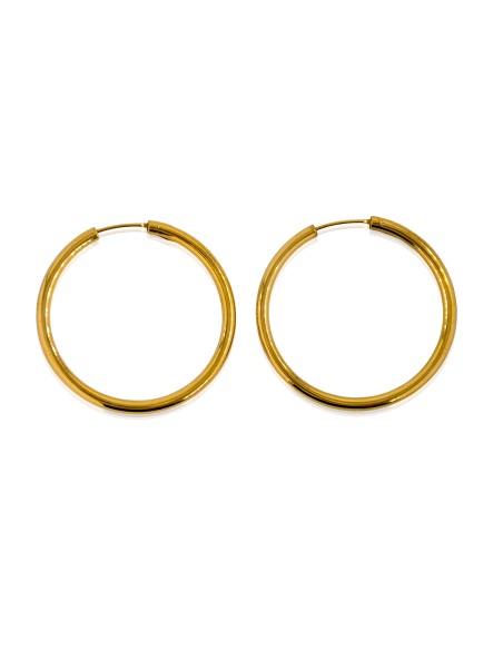 Pendientes aros tubo 4cm oro 18k - Joyería Orocash