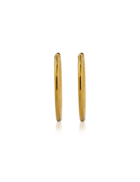 Pendientes aros tubo 4cm oro 18k - Joyería Orocash