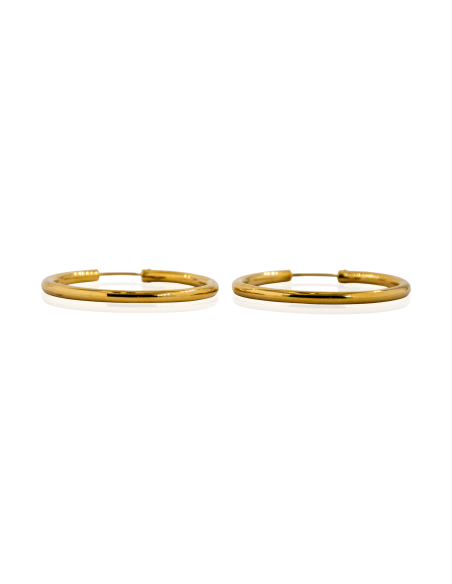 Pendientes aros tubo 4cm oro 18k - Joyería Orocash