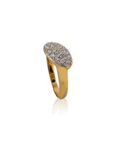 Anillo oval inclinado circonitas oro 18k - Joyería Orocash 2