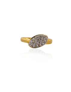 Anillo oval inclinado circonitas oro 18k - Joyería Orocash