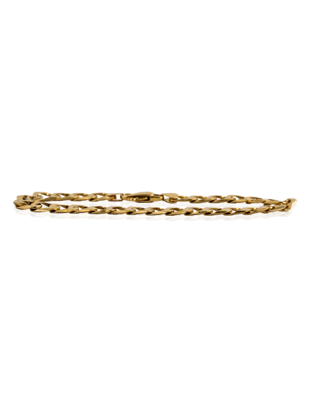 Pulsera eslabón barbada cuatro caras 23cm oro 18k - Joyería Orocash