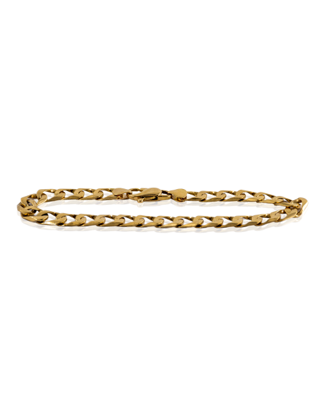 Pulsera eslabón barbada cuatro caras 23cm oro 18k - Joyería Orocash