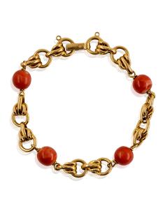 Pulsera corales 20cm oro 18k - Joyería Orocash