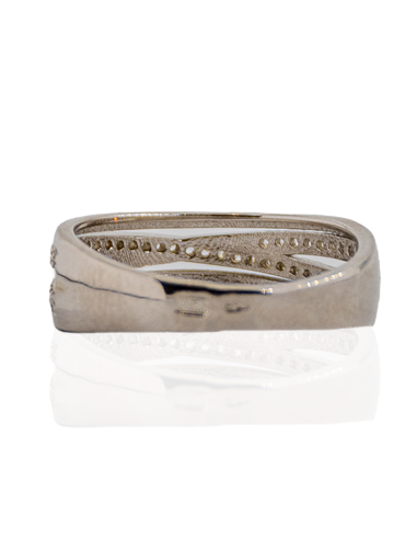 Anillo plata dos líneas pulidas dos circonitas | Orocash joyería