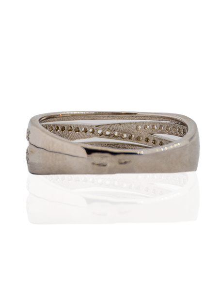 Anillo plata dos líneas pulidas dos circonitas | Orocash joyería