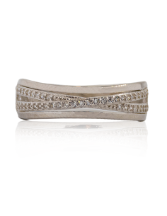 Anillo plata dos líneas pulidas dos circonitas | Orocash joyería
