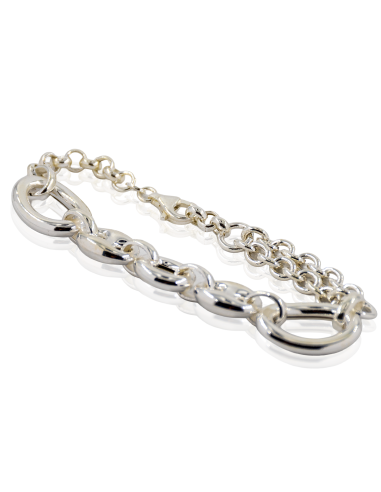 Pulsera plata calabrote y asas | Orocash joyería