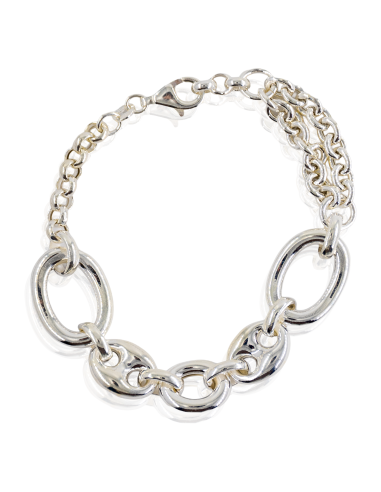 Pulsera plata calabrote y asas | Orocash joyería