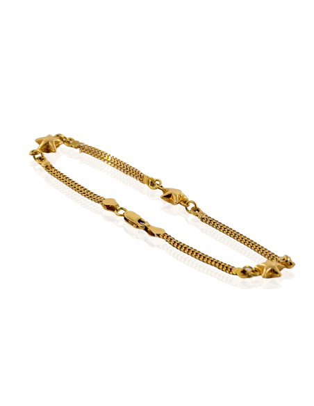 Pulsera eslabón bismark con tres estrellas 18cm oro 18k - Joyería Orocash