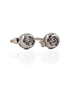 Pendientes chatón con diamante oro blanco 18k - Joyería Orocash