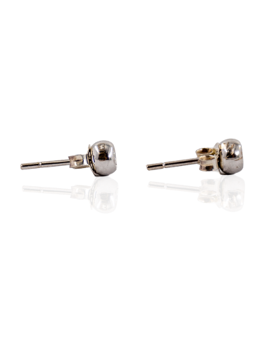 Pendientes chatón con diamante oro blanco 18k - Joyería Orocash