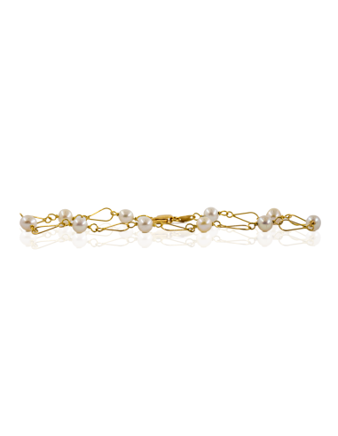Pulsera en triángulo con perlas 19.5cm oro 18k - Joyería Orocash