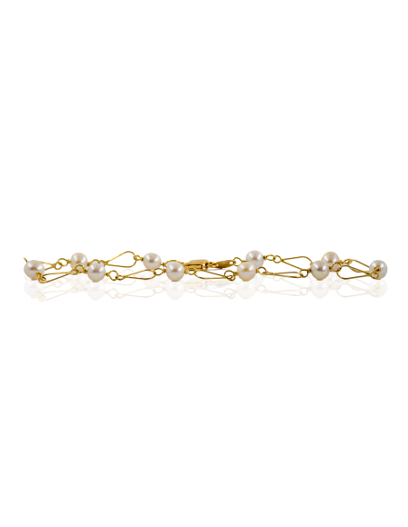 Pulsera en triángulo con perlas 19.5cm oro 18k - Joyería Orocash