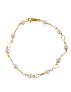 Pulsera en triángulo con perlas 19.5cm oro 18k - Joyería Orocash