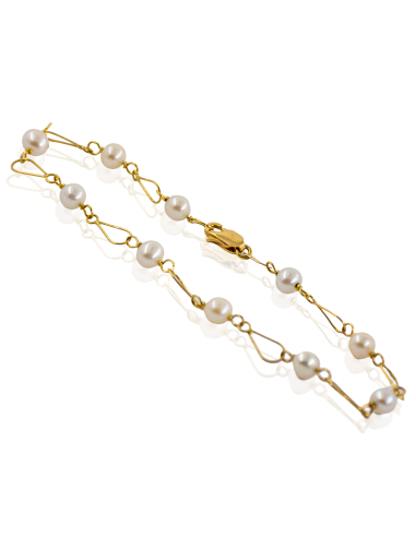 Pulsera en triángulo con perlas 19.5cm oro 18k - Joyería Orocash
