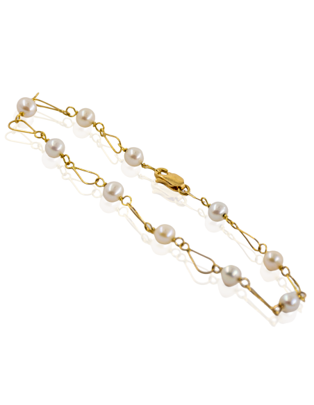 Pulsera en triángulo con perlas 19.5cm oro 18k - Joyería Orocash