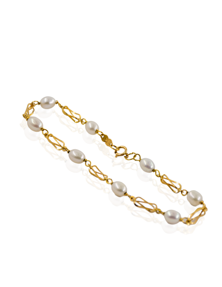 Pulsera en ocho con perlas 19cm oro 18k - Joyería Orocash