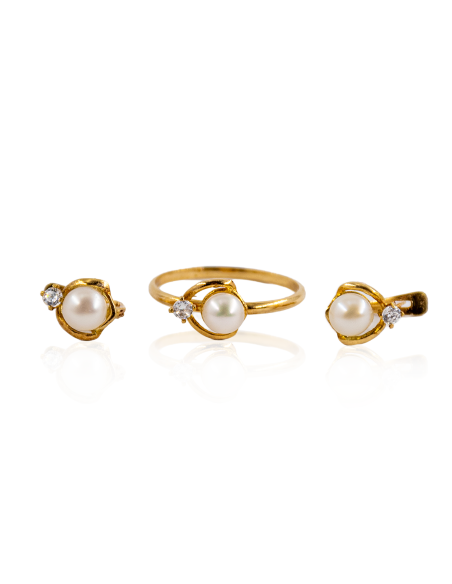 Pendientes con perla y circonita oro 18k - Joyería Orocash