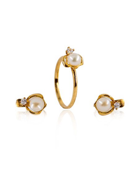 Pendientes con perla y circonita oro 18k - Joyería Orocash