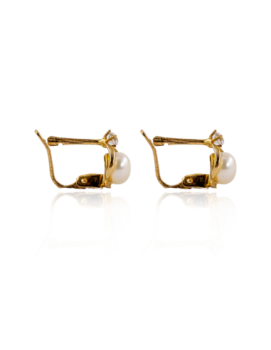 Pendientes con perla y circonita oro 18k - Joyería Orocash