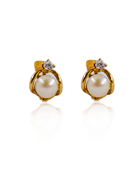 Pendientes con perla y circonita oro 18k - Joyería Orocash